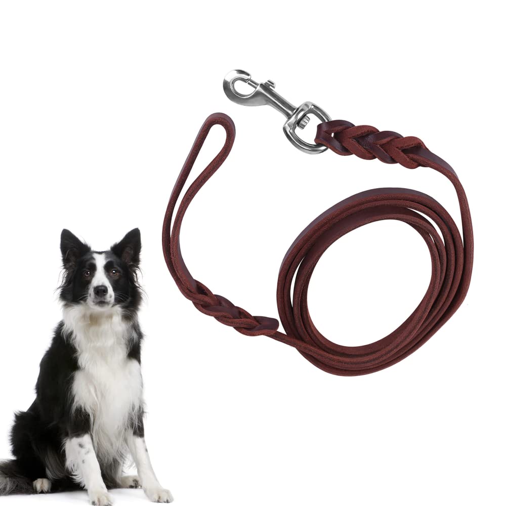 Leather dog leash, 2.1 m/6.9 ft leather leash for dogs, strong and soft dog leather leash, high quality, durable walking leash, training leash for medium sized dogs 1 - PawsPlanet Australia