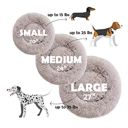 Western Home Faux Fur Dog Bed & Cat Bed, Original Calming Dog Bed for Small Medium Large Pets, Anti Anxiety Donut Cuddler Round Warm Washable Cat Bed for Indoor Cats(20", Brown) 20 x 20 Inch - PawsPlanet Australia