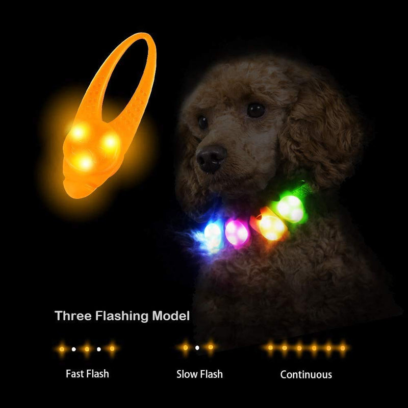LaRoo Safety LED-Flashing Light for Dogs, Cats, LED-Light Pendant Keyring, Clip on Dog Collar Charms Blinker Light Waterproof Safety Light for Walking the Dog and Outdoor Sports Silicon orange - PawsPlanet Australia