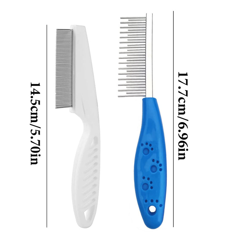 Zeayebsr Pack of 2 Dog Combs, Cat Combs, Steel Dog Combs, Metal Steel Cat Combs, Cat Combs, Medium Length Hair (Blue + White) - PawsPlanet Australia