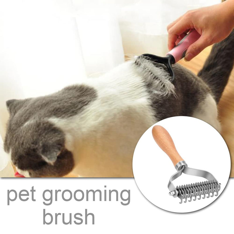 Pet Grooming Brush Dog Dematting Comb Double-sided Undercoat Rake for Removing Loose Undercoat, Knots, Mats and Tangled Hair - PawsPlanet Australia