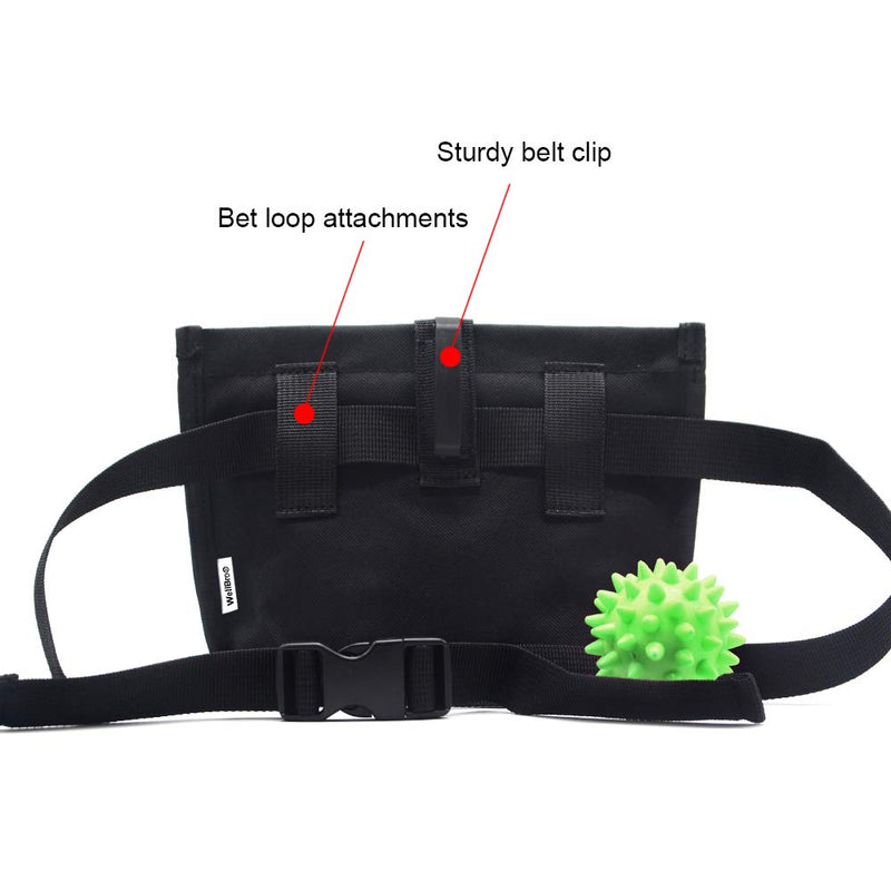 [Australia] - Wellbro Dog Treat Pouch, Handy Pet Training Waist Bag with Fast Spring Hinge and Front Pocket, Easy to Carry Treats and Toys, for Rapid Reward to Pets Black 