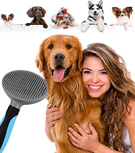 YuanMoon Slicker Dog Brush, Self Cleaning Pets Grooming Comb for Dogs Cats with Short or Long Hair Removes Undercoat Shedding Mats and Tangled Hair Ideal for Dander Dirt Massages Particle - PawsPlanet Australia