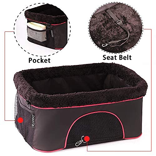 ROODO Pet Car Booster Seat Travel Carrier Cage, Includes Seat Belt Tether Suitable,for Around 20 Lbs Dogs Cats or Other Small Pet(Black+Red) Special Blakc - PawsPlanet Australia