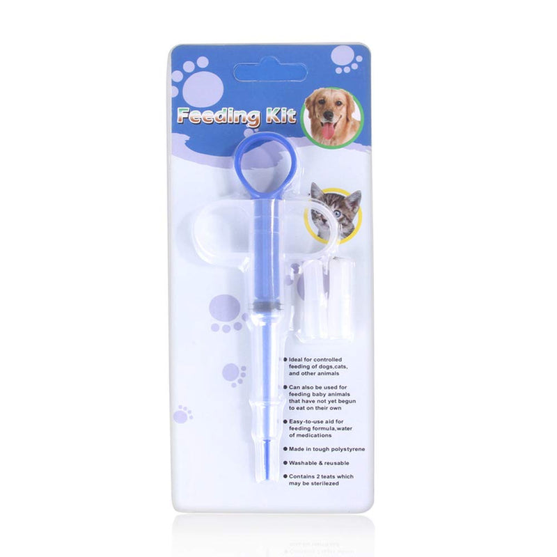 None Branded Pet Medical Feeding Kit Pill Tablet Syringe Dispenser Shooter with Soft Tip for Dog Puppy Cat 2 Pack Blue - PawsPlanet Australia