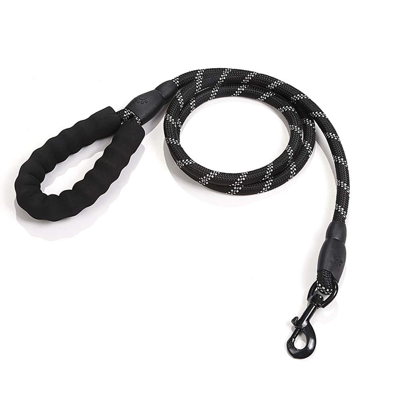 RAMBO 5 Ft Sturdy Dog Leash Comfortable Padded Handle and High Reflected Light for Medium to Large Dogs (Black) black - PawsPlanet Australia