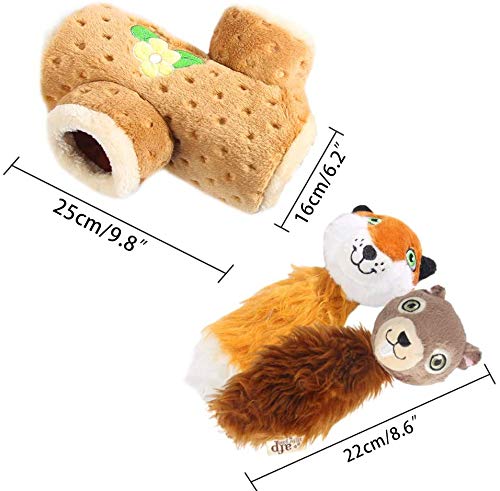 ALL FOR PAWS Pet Squirrel Squeaky Plush Toys Tree Trunk Burrow with 2 Cute Squeaky Squirrel (32 x 27 x 18 cm /12.5 x 10.7 x 7 Inch)-Hide and Seek Activity for Dogs S - PawsPlanet Australia