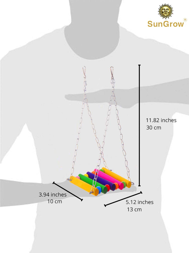 [Australia] - SunGrow Bird Cage Hammock Swing, 11.82-inches by 5.12-inches by 3.94-inches, Pet Hanging Toy, Perfect for Parakeet, Finch, Canary or Small Parrot, Fits Big Cage Perfectly 