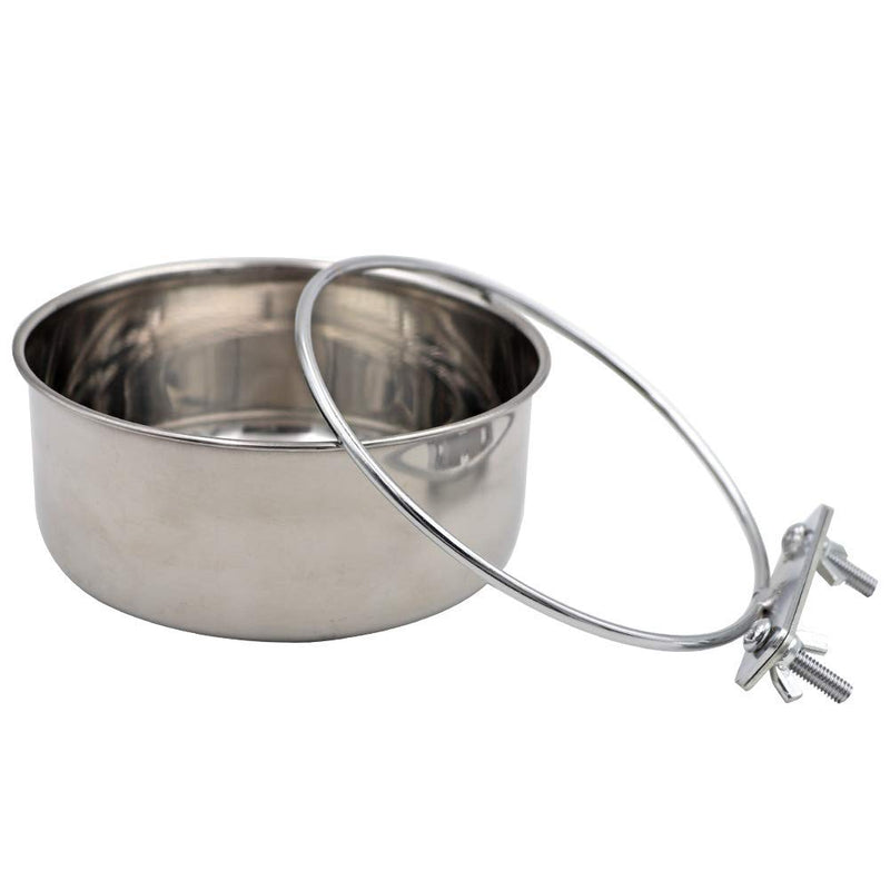 [Australia] - Pet Food & Water Bowl with Clamp Holder Stainless Steel Coop Cup Hanging Feeder for Dog Bird Parrot Cat Rabbit L 