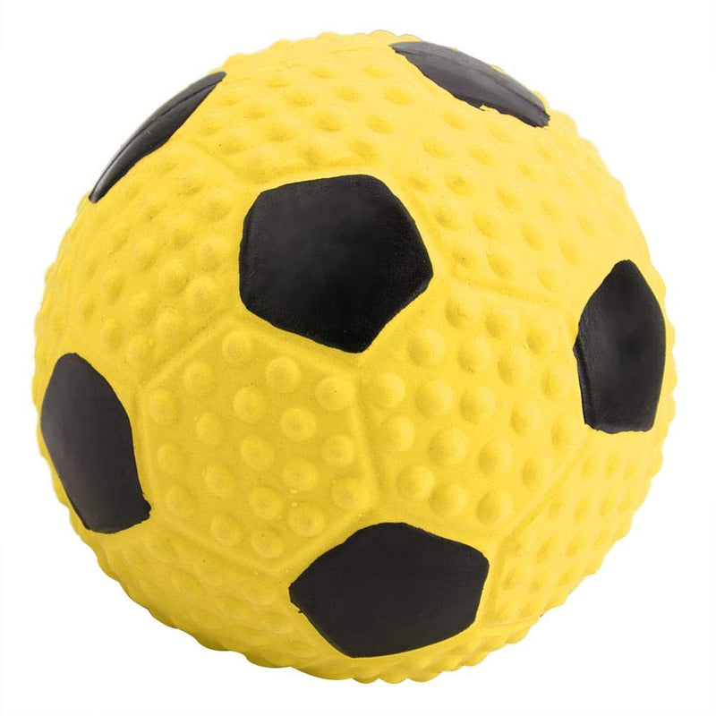 Pssopp Dog Football Toy Colorful Elastic Latex Dog Chew Toys Pet Teeth Cleaning Biting Toy Bite-resistant Squeak Balls Pet Interactive Training Toys(Yellow) Yellow - PawsPlanet Australia