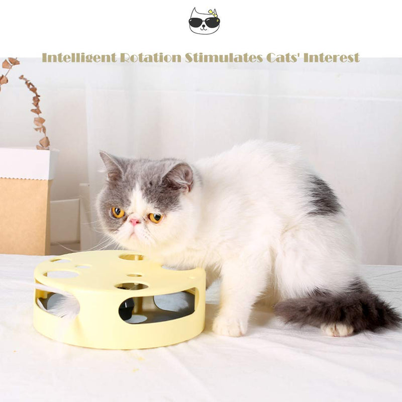 [Australia] - Mylopet Cat Toys for Indoor Cats, Interactive Automatic Kitten Toy Pet Toy, Smart Random Rotating Cat Feather Toy, Develops Natural Prey Instincts, Novelty Cats Toy Yellow 