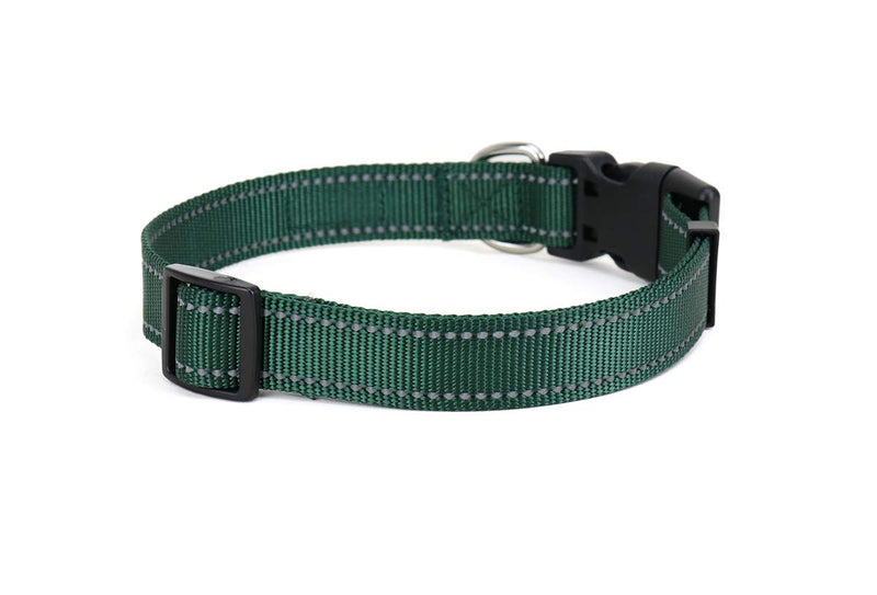[Australia] - Wagtime Club Classic Reflective Dog Collar - 6 Vibrant Colors - Matching Leash Sold Separately Small Hunter Green 