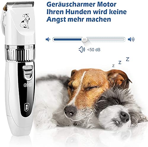 GHB Pet Hair Trimmer Dog Clipper Dog Clipper Dog Cat Pet Timmer with Dog Scissors 6 Attachments and 2 Rechargeable Batteries - PawsPlanet Australia