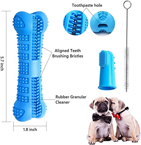 YISI Dog Toothbrush Stick 2 Pack - Dog Chew Toys for Small and Medium Breed - Doggie Dental Bone Brushing Food Safety Grade Natural Silicone pet Brush Bite-Resistant for Puppy Teeth Cleaning blue and green - PawsPlanet Australia