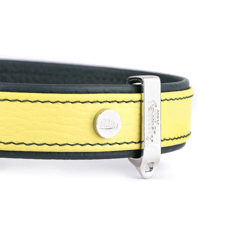 My Family Leather Collar Made in Italy Firenze Collection Da 30 a 36 cm Lemon - PawsPlanet Australia