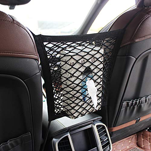 MOTYYA Car Dog Barrier 2-Layer Auto Seat Net Organizer,Universal Stretchy Storage Fine Mesh Net Disturb Stopper With Hooks suv vehicle back seat divider from Children and Pets - PawsPlanet Australia