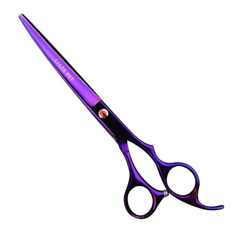 [Australia] - LILYS PET Professional PET Dog Grooming Coated Titanium Scissors Suit Cutting&Curved&Thinning Shears 7.0 inches Purple 