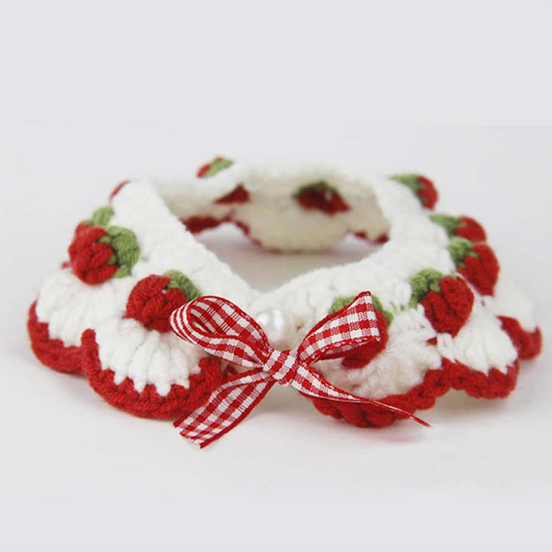 Handmade cat collar with safety release adjustable collar for kittens, puppies and small puppies strawberry S - PawsPlanet Australia
