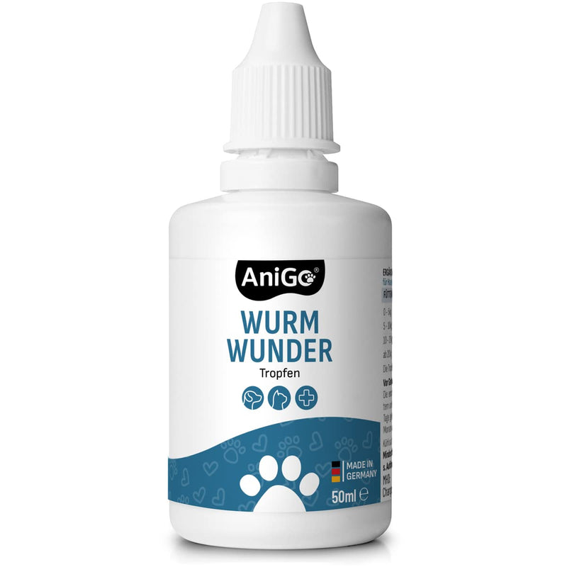 AniGo Worm Wonder - Worm Herb Liquid Drops 50ml for all pets, dogs, cats & rabbits, proven alternative, natural support through saponins, bitter substances, thyme, wormwood & sage Worm Wonder Drops 50ml - PawsPlanet Australia