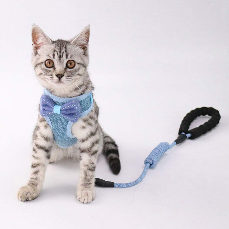 PaiLeWei Cat Harness and Lead Set Escape Proof, Adjustable Soft Kittens Vest Strip, Vest Harness Breathable Mesh,With 45 inch Leash,Cute Bow Design, for 2.5kg - 10kg Small Medium Cats (Gray) Gray - PawsPlanet Australia