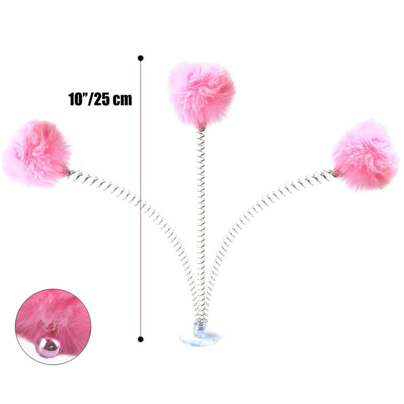 ZPP Fun Cat Stick Retractable Toys Wand Feather Fur Ball Kitten with Suction Cup Jingle Bell Fluffy Mice Wands Pet Toys Exerciser Play Teaser Catcher Home Pet Care - PawsPlanet Australia