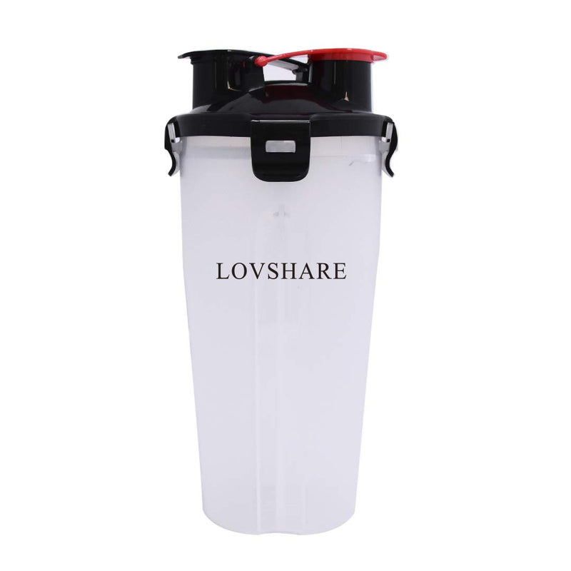 [Australia] - LOVSHARE Pets Water and Food 2-in-1 Bottle for Travelling/Hiking/Camping, with 2 folding pets Bowls/water bottle/food bottle/pets bowl for Outdoor and Water and food Dispenser Leak Proof Cup 