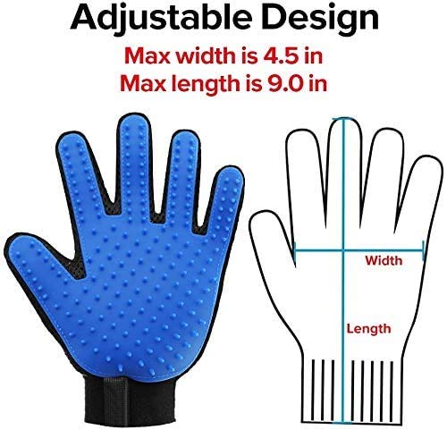 Biioltgs Pet Grooming Glove for Dogs, Horses, Bunnies and Cats, Pet Hair Remover Mitt, Gentle Deshedding Brush Glove, Hair Remover Mitt with Five Finger Blue - PawsPlanet Australia