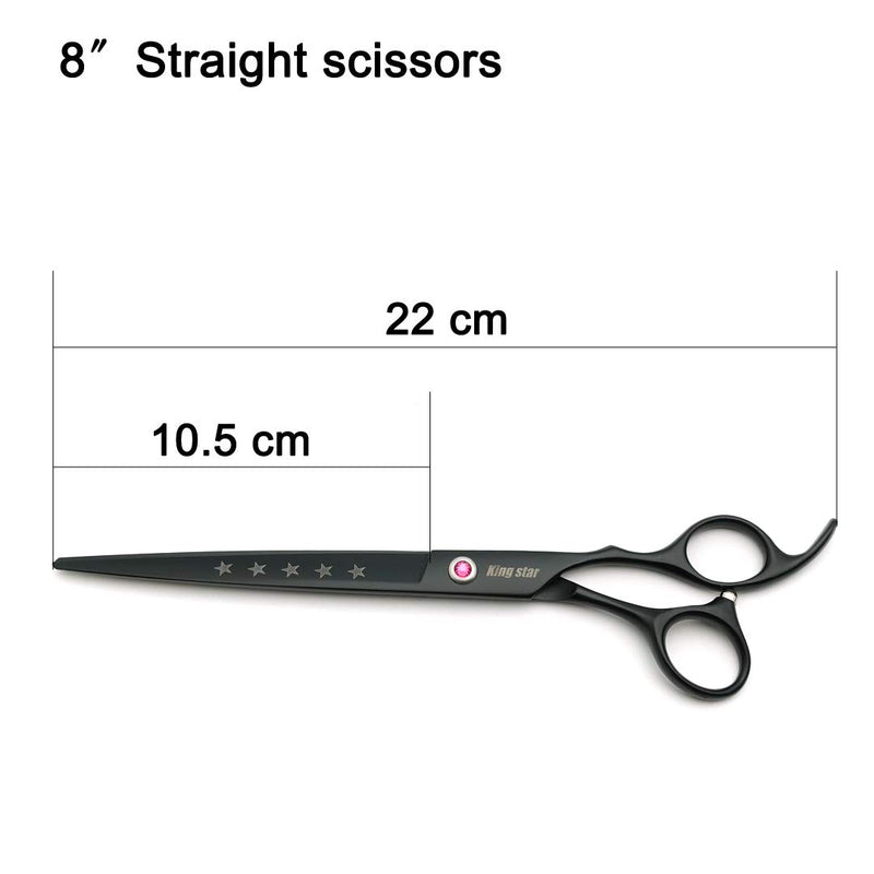 Kingstar Professional Pet Grooming Scissors Set Straight Scissors Thinning Scissors Curved Scissors with Comb case Comb 8 inches 8 inches black 3pcs set - PawsPlanet Australia