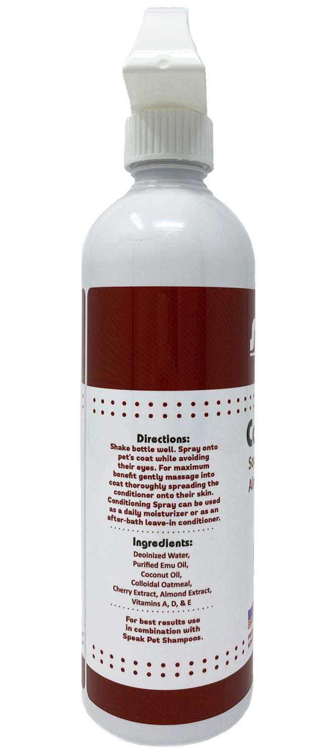 [Australia] - Speak Pet Products Natural Moisturizing Soothing Cherry Almond Oatmeal Conditioning Spray, 17 Ounce Bottle 