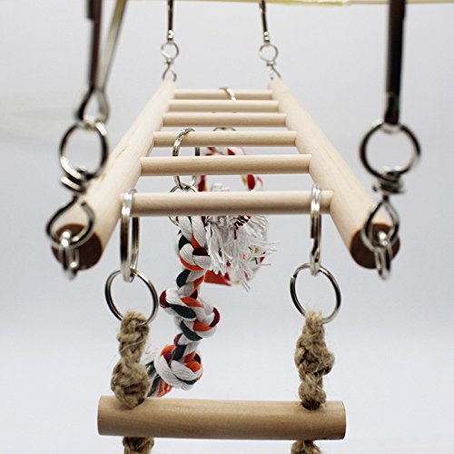 [Australia] - Hypeety Bird Swing Toy Wood Perch Climbing Ladder for Parrot Budgie Parakeet Cockatiel Conure Hamster Guinea Pig Chinchilla E: Hanging bridge 
