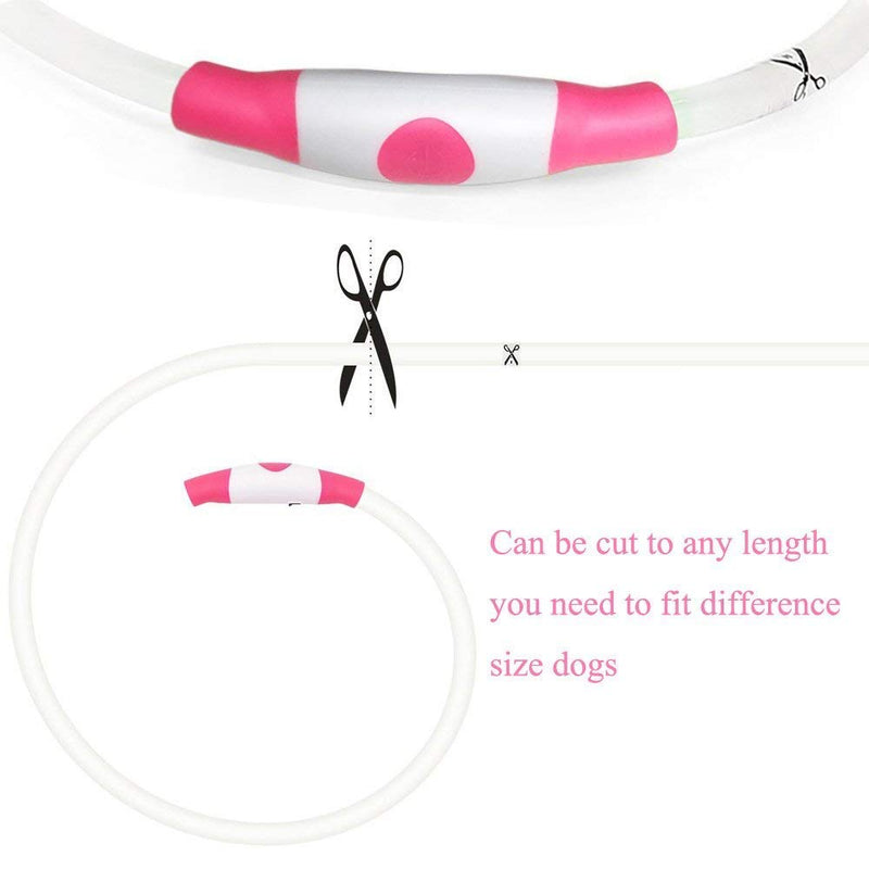 [Australia] - Illumifun LED Dog Collar, USB Rechargeable Light Up Collar, 360 Degree Glowing Pet Collar, DIY Cuttable Flashing Collar for Your Small Medium Large Dogs Candy Pink 