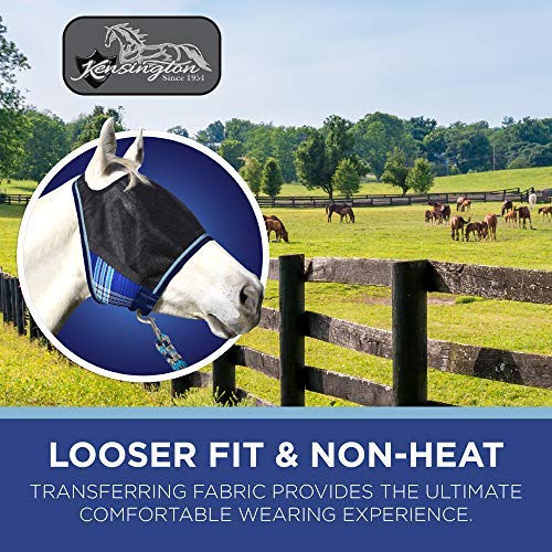 Kensington UViator Protective Fly Mask — Newest UV Solar Screen Protection with a 90% UV Rating — Double Locking CatchMask Fasteners — Non Heat Transferring Fabric (Deluxe Black, Large) - PawsPlanet Australia