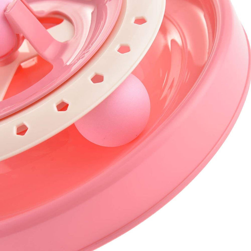 [Australia] - Cat Interactive Toys Turbo Track Ball Exercise Toys Catch The Mouse Scratcher Roller Turntable Kitten Sway Toy Mental Physical Exercise Amusement Pet Supplies 1 Pcs Pink 