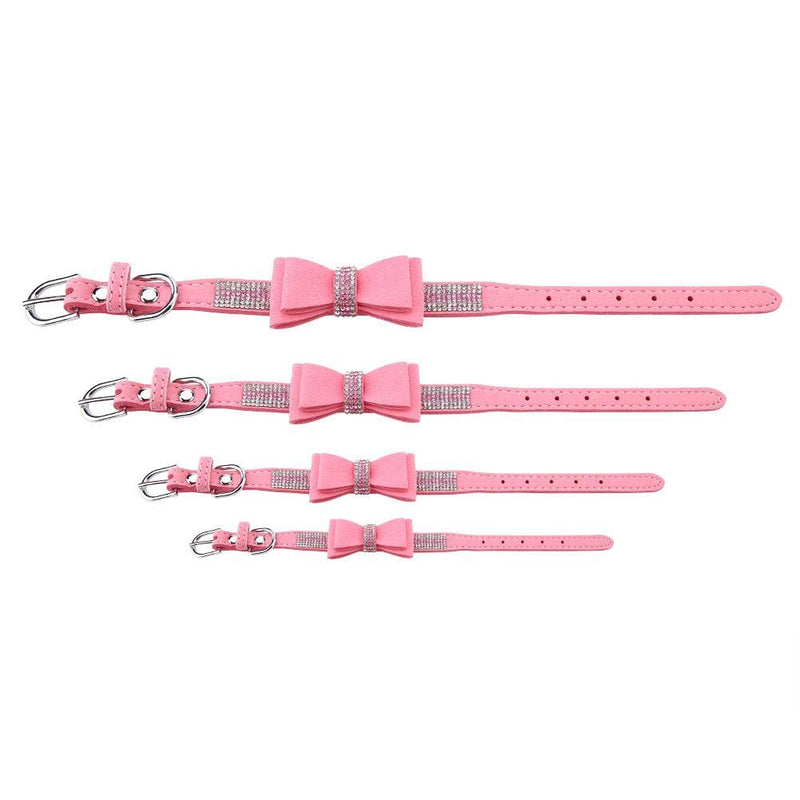 Dog Collar Pet Bow Tie Pet Necklace Dog Puppy & Cat Kitty Buckle Collar Adjustable Pink Buckle Rhinestones Pet Collar for Party Birthday Decor(M) M - PawsPlanet Australia