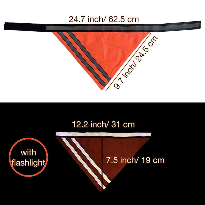 Reflective Dog Bandana Velcro Safety Scarf 2 Pack Orange Dog Reflective Gear - PawsPlanet Australia