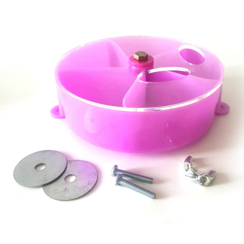 [Australia] - QBLEEV 5 Divisions Creative Bird Foraging Toy, Parrot Wheel Shape Puzzle Toys, Chewing Feeding Box Cages Shredder Accesssories for Conure Macaw Lovebird Budgie,Diameter-13cm/5, 120g Purple Pink 