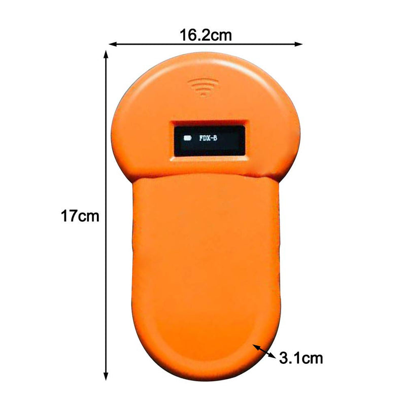 Animal ID Reader 134.2Khz Handheld Pet Animal LED ID Reader Portable Microchip Scanner ISO FDX-B for Animal Cats Horse Pet Dog(Orange) orange - PawsPlanet Australia