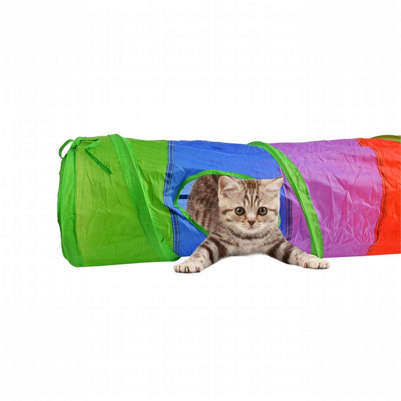 ZPP Cat Tunnel Tube Kitten Toys Pop Up Collapsible Interactive Play Puppy Pet Rainbow Move Toy Two Peek Hole Indoor Outdoor Hidden Training Running Puzzle Exercising Hiding - PawsPlanet Australia