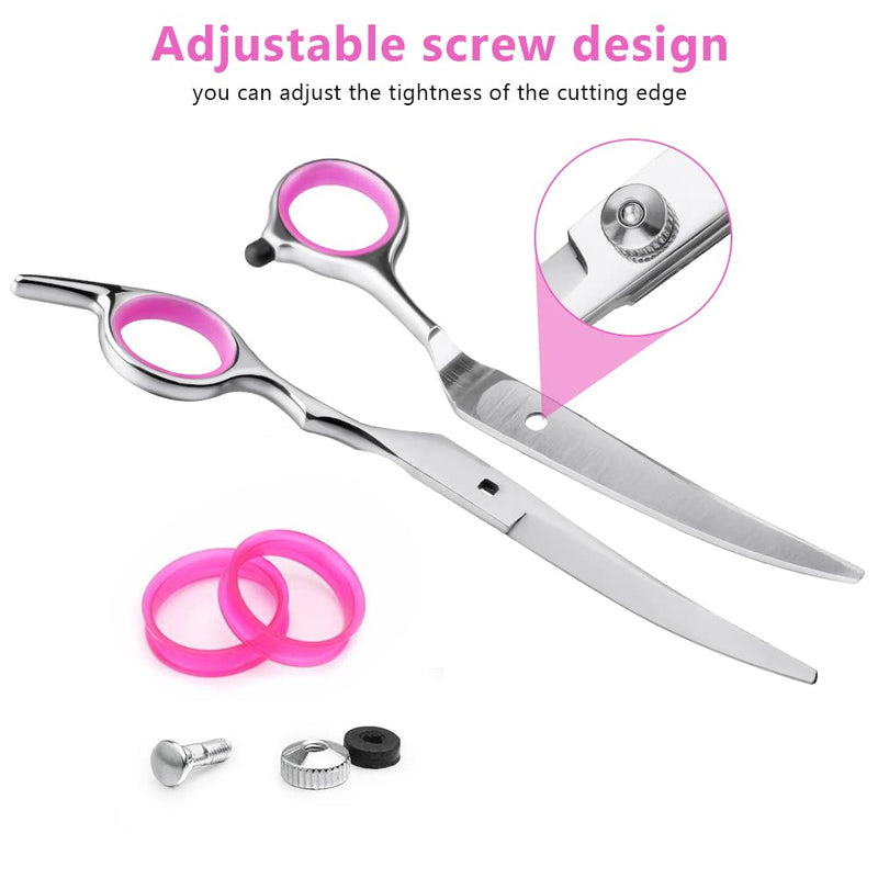 Adiwo curved dog scissors, made of stainless steel, fur scissors, pet dog grooming scissors, paw scissors, rounded scissors, dog pet scissors, cutting dog hair for perfect grooming - PawsPlanet Australia