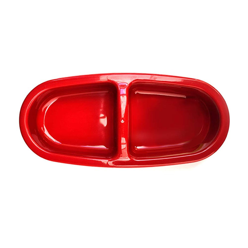 Cat Bowl – Red Coloured – Double Feeding Tray – NON-SLIP & SPILL FREE – Slightly Raised Platform – Protects Floor from Being Scratched - PawsPlanet Australia