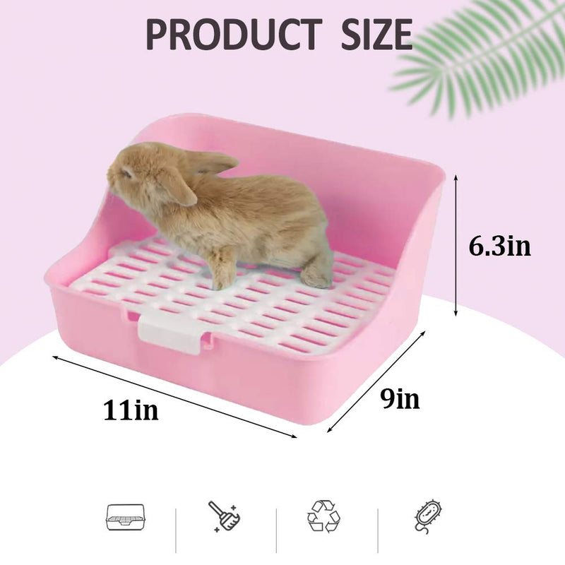 Rabbit Litter Box Potty Training Corner Pan with Grate for Adult Guinea Pigs Ferrets Rats Pink - PawsPlanet Australia