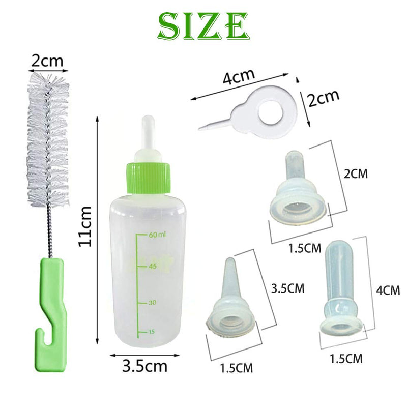 Cyleibe 60ML Puppy Nursing Bottle Kit, Feeding Bottle Pet Puppy Milk Feeding Bottle With 4 Replacement Nipples and 1 Nipple Brush - PawsPlanet Australia