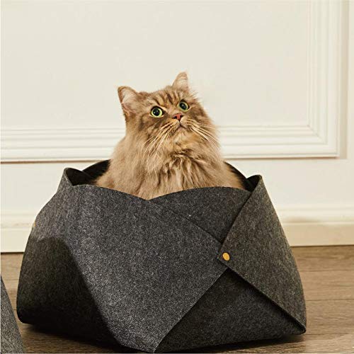 FELINEBOAT Petal Modern Premium Large Felt Bed with Scratching Pad for Cats and Kittens - Felted from Natural Wool - PawsPlanet Australia