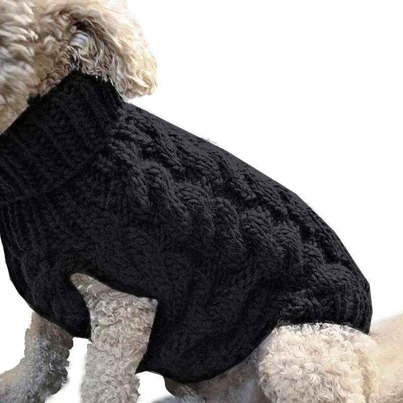 Dog Sweaters Turtleneck Knitted Sweaters Winter Pets Clothes Warm Sweater Coat Outfit for Dogs and Cats. Clothes for Dogs and Cats. (Black, Medium) black - PawsPlanet Australia