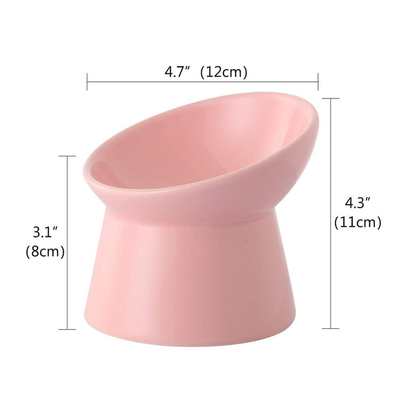 LIONWEI LIONWELI Small Ceramic Raised Cat Bowls, Tilted Elevated Food or Water Bowls, Stress Free, Backflow Prevention, Dishwasher and Microwave Safe, Lead & Cadmium Free Pink - PawsPlanet Australia