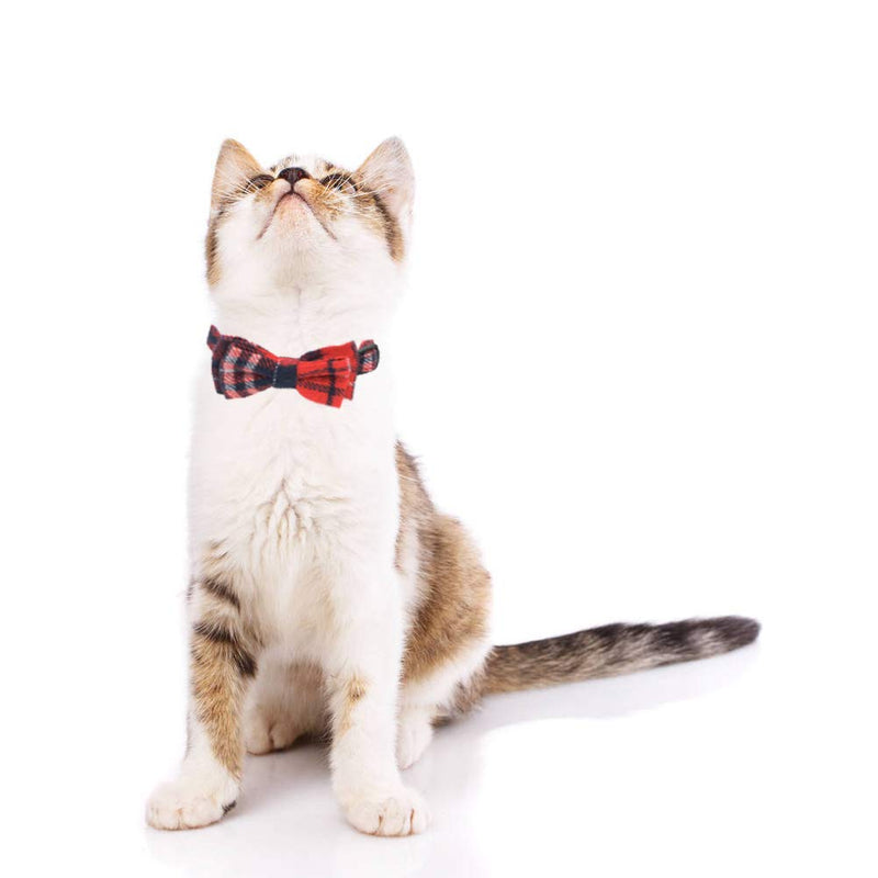 [Australia] - 2 PCS Breakaway Cat Collar with Bowtie and Bell, Safety Buckle Plaid Pattern for Kitten Puppy 