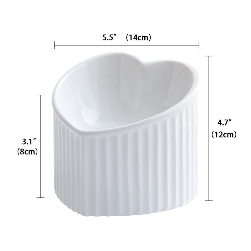 HCHLQLZ White ceramic Raised Cat Bowls, Tilted Elevated Food or Water Bowls, Stress Free, Backflow Prevention, Dishwasher and Microwave Safe, Lead & Cadmium Free - PawsPlanet Australia