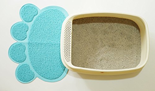 [Australia] - Shirley&Linda Cat Litter Box Mat, Dogs Pets Cats Food Feeding Bowl Mats, Foot Print Design,23.62’'x17,72' (Navy Blue,Dark Blue) Navy Blue 