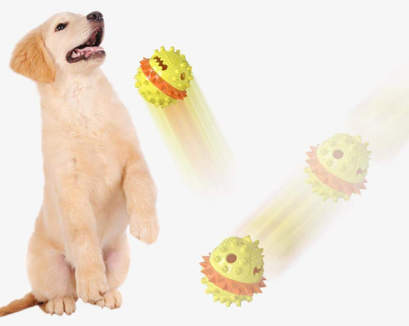 Dog Chew Toothbrush Toys with Teeth Cleaning and Food Dispensing Features,Squeaky Dog Toys with Cotton Rope,Natural Rubber Dog Ball Toys for 10-100 LB Dogs Aggressive Chewers Yellow - PawsPlanet Australia