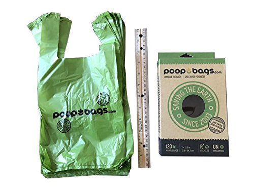 [Australia] - PoopBags Recycled 7x13 Dog Waste Bags with Handle Ties- 120 Count- Doggie Poop Bags, Eco on a Roll 1 Pack (120 Bags) 